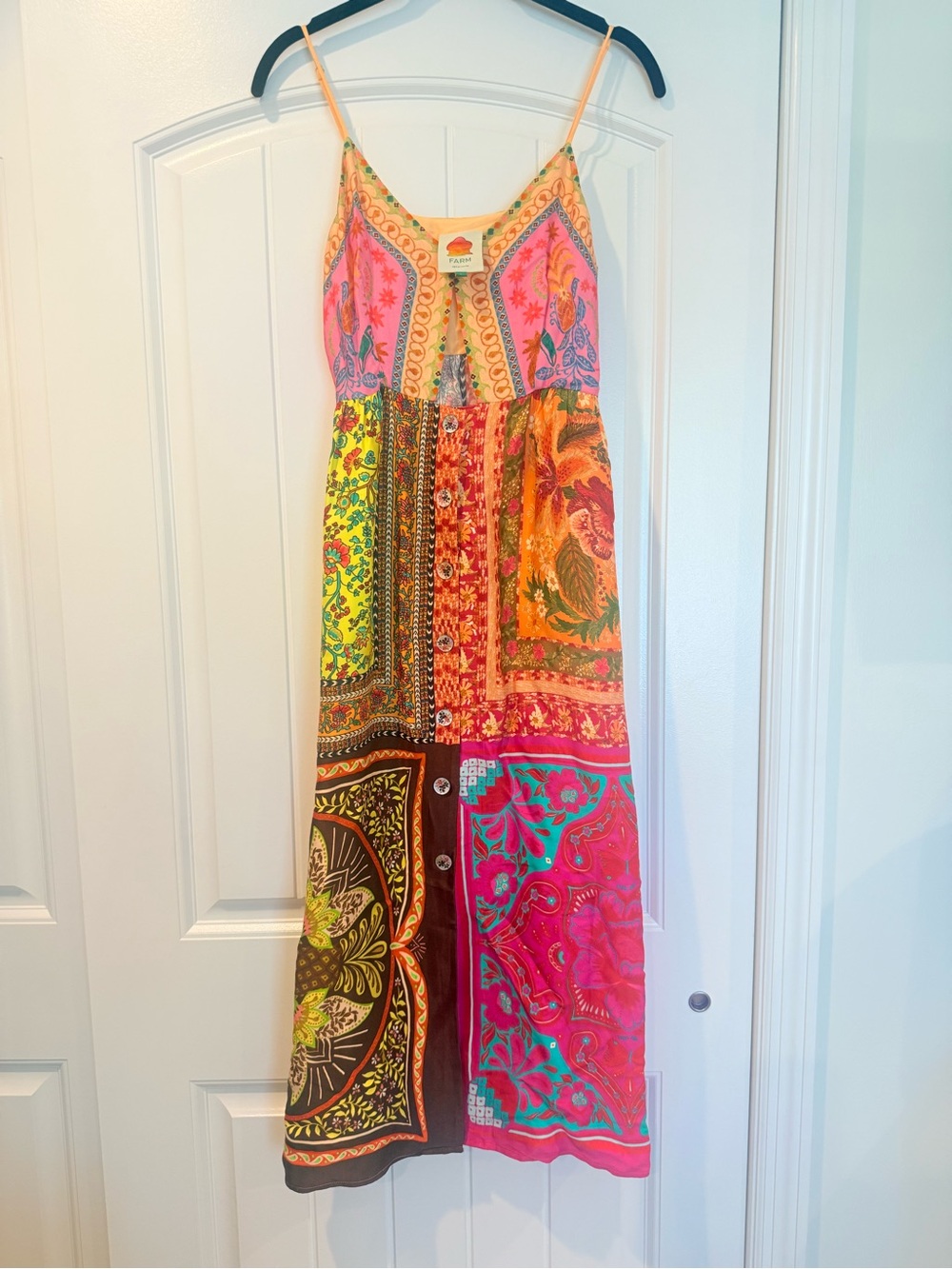 Farm Rio Mixed Scarves Midi Dress - Picture 1 of 8